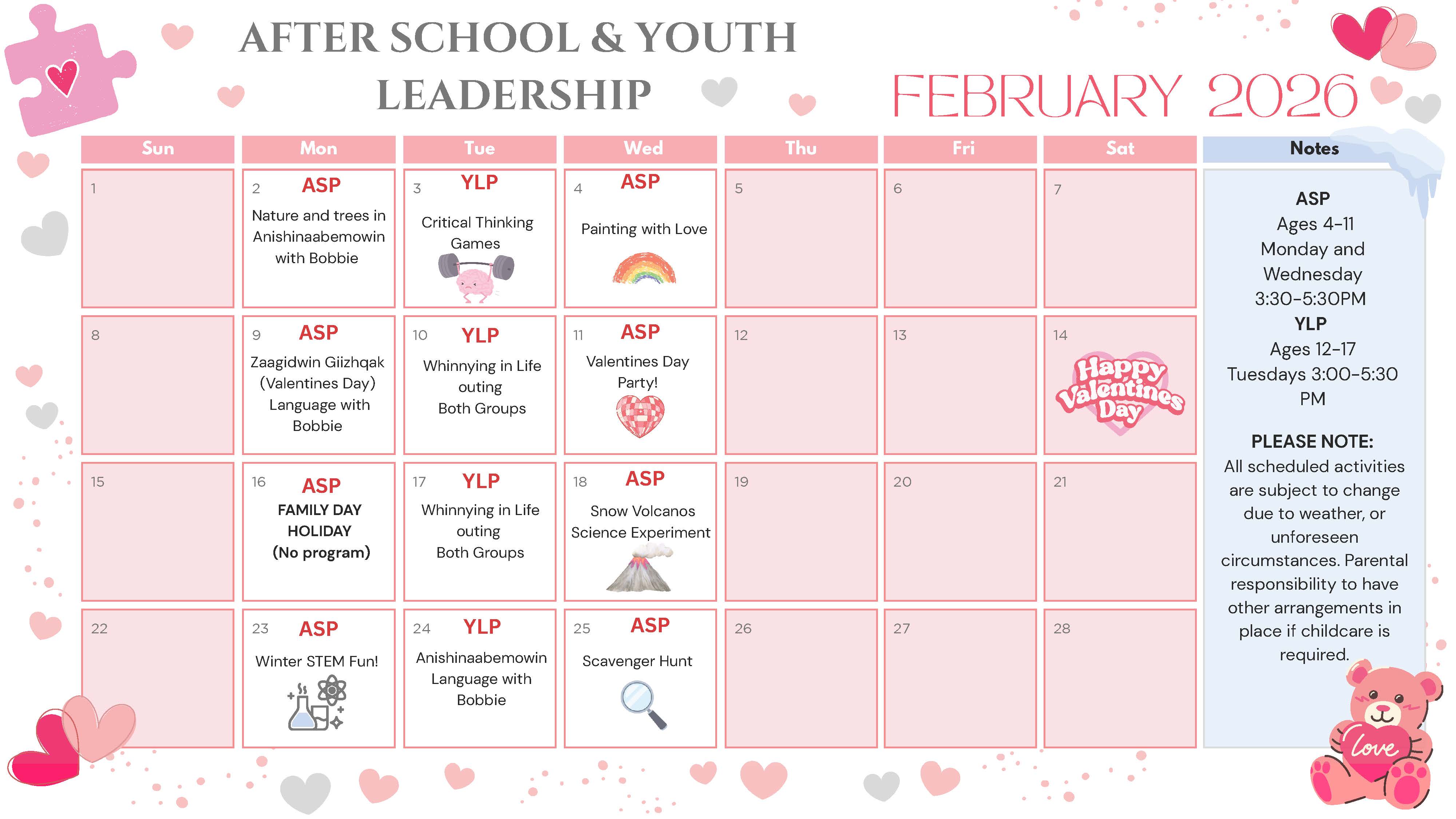 education February Calendar 2026